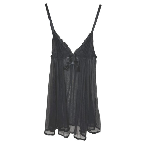 Victorias Secret Angels Black Babydoll Chemise S Mesh Sheer Nightgown - Picture 1 of 13